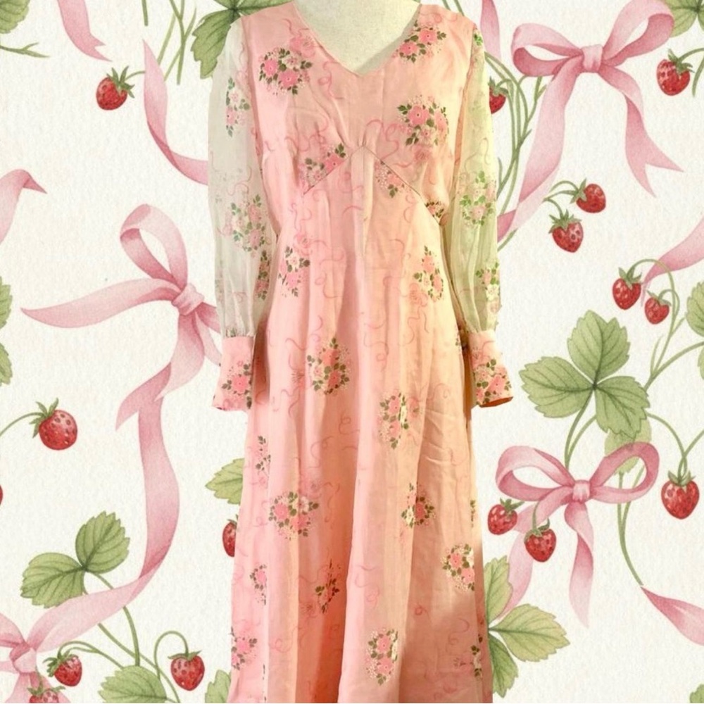 Vintage 70s Floral Cottagecore Handmade Dress
